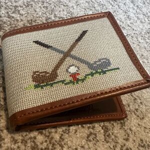 Eastwood Pines Hand-stitched Golf Club Needlepoint & Leather Wallet